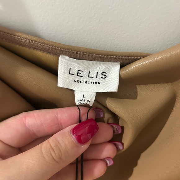 Le Lis Tan Faux Leather Bodysuit - Picture 4 of 4